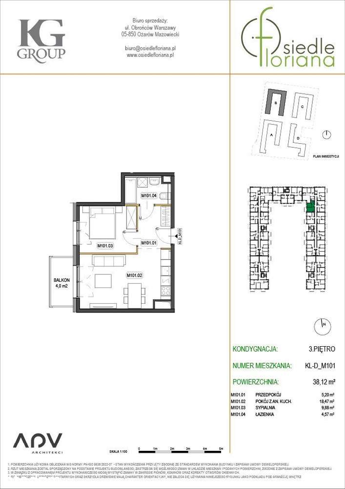 2 Pokoje | 38,12 m2 | Nowe