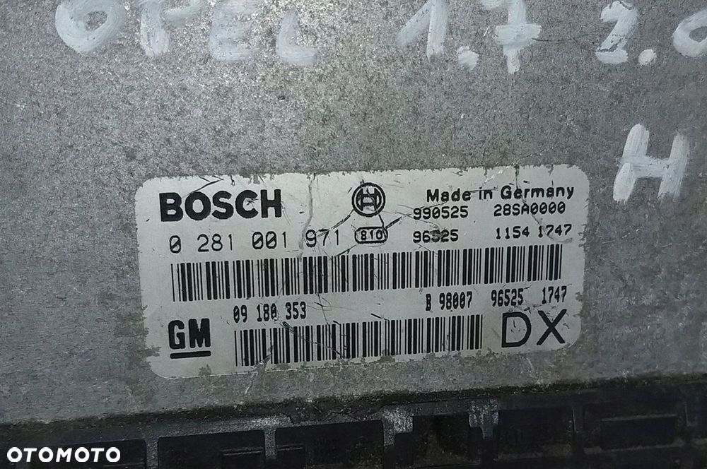 KOMPUTER STEROWNIK OPEL ZAFIRA A ASTRA II G 2.0 DTI 0281001971 09180353 DX - 2