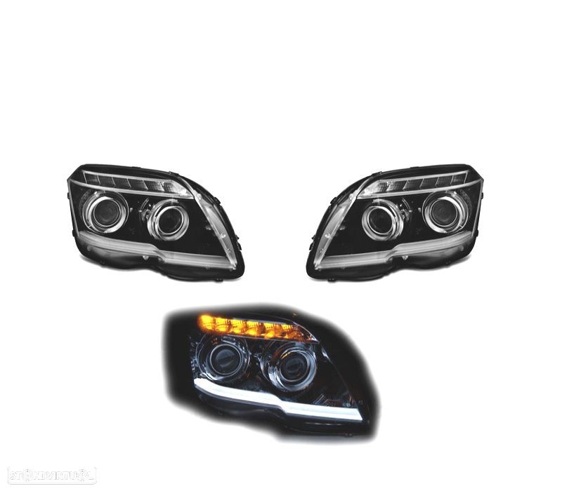 FAROIS FRONTAL PARA MERCEDES GLK X204 LUZ DIURNA FUNDO PRETO - 1