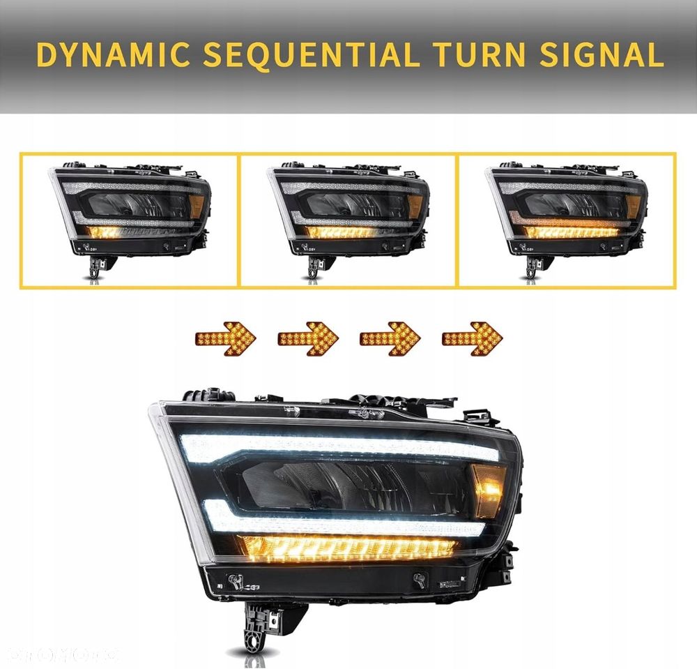Reflektory Lampy L+R Vland Full Led Tuning Amber Dodge Ram V 5 1500 2019-24 - 5