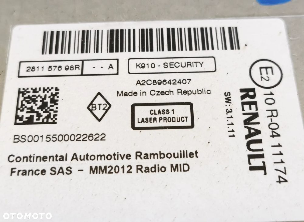 RENAULT SCENIC III 16r RADIO RADIOODTWARZACZ 281157698R - 2