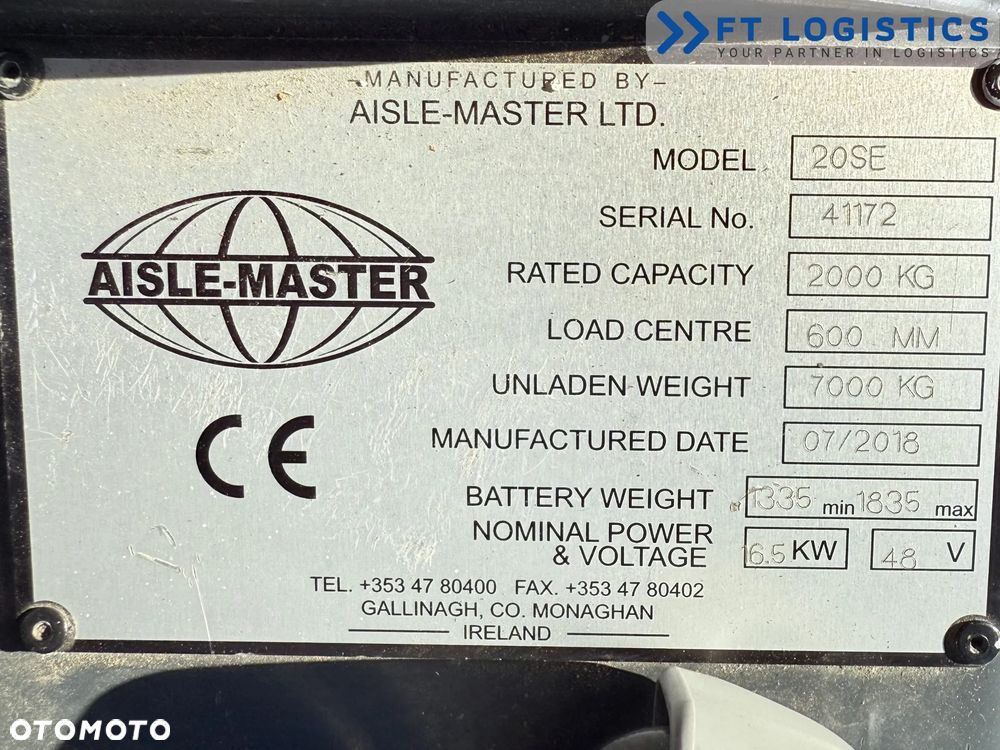 Combilift WÓZEK PRZEGUBOWY | AISLE-MASTER 20SE | ELEKTRYCZNY | MASZT 4-RO CZĘŚCIOWY 6500MM | POZYCJONER WIDEŁ | PRZESUW WIDEŁ | WOLNY SKOK | PEŁNA KABINA | OGRZEWANIE | NOWE OPONY | PO SERWISIE | STAN IDEALNY - 8