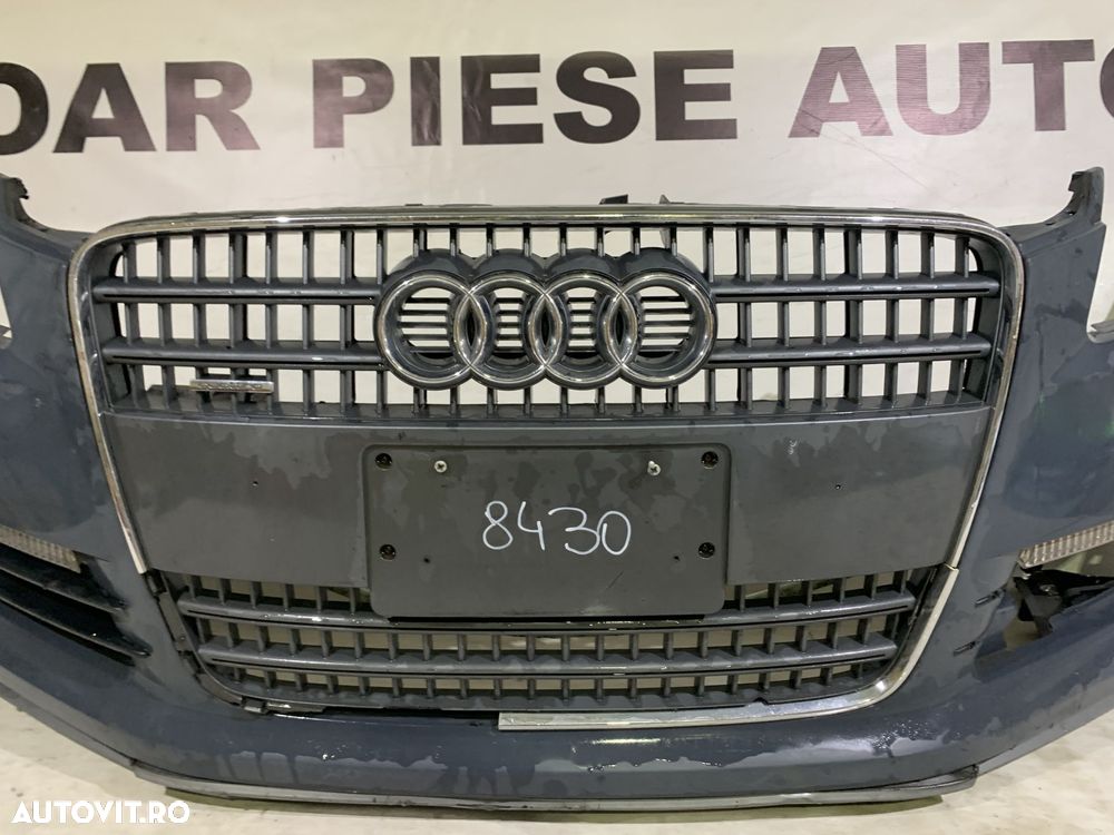 Bara fata Audi Q7, 2006, 2007, 2008, 2009, 2010, cod origine OE 4L0807437, cu gauri pentru spalatori faruri. Bara este noua, spoilerul atins si grila radiator defecta. - 11