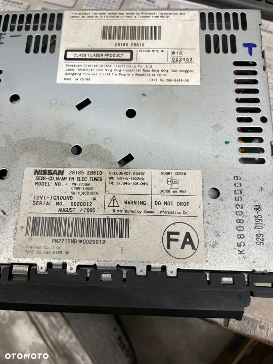 Navara D40 TUNER RADIA CZYTNIK DVD 28185EB610 - 2