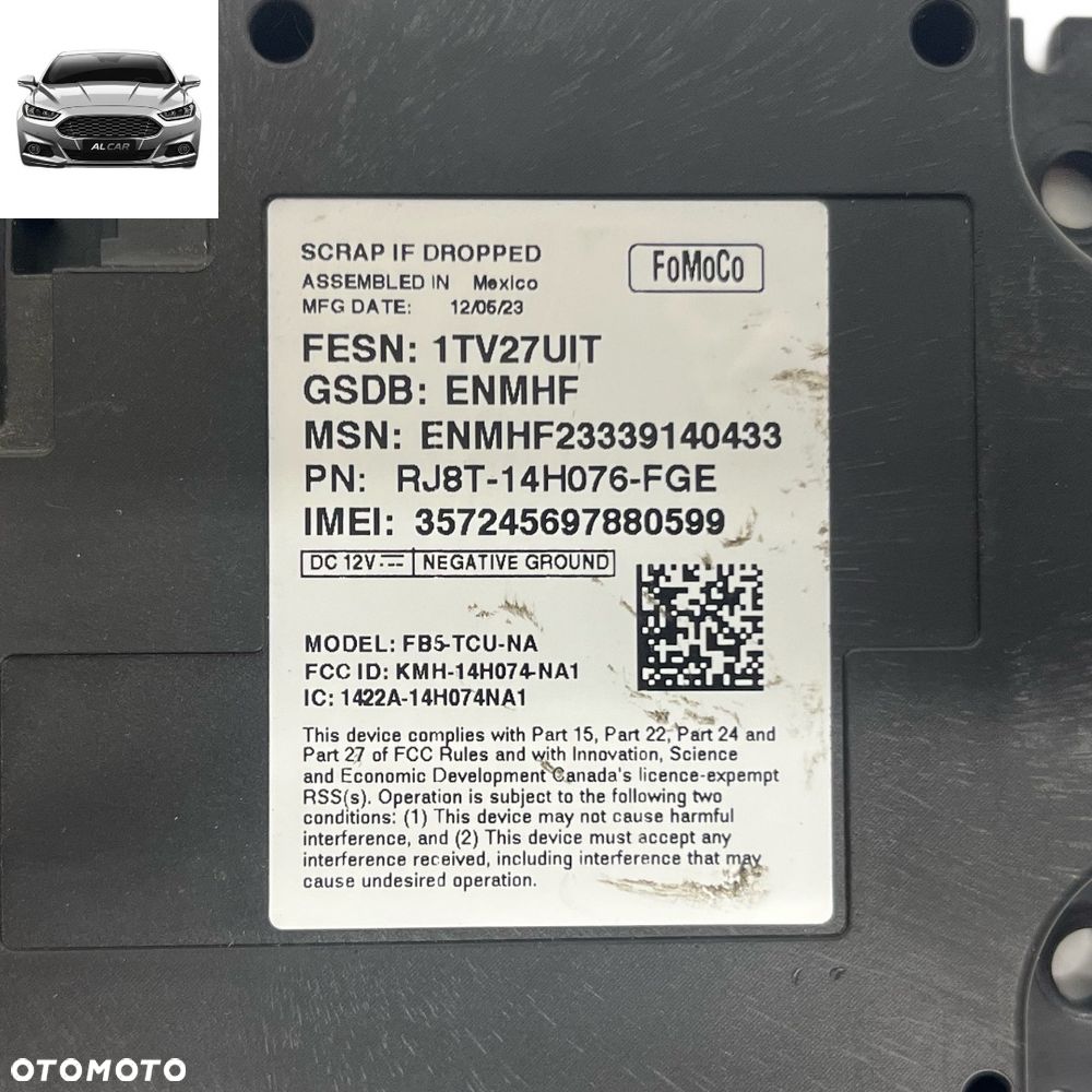 STEROWNIK TCU FORD MUSTANG MACH-E USA RJ8T-14H076-FGE - 4