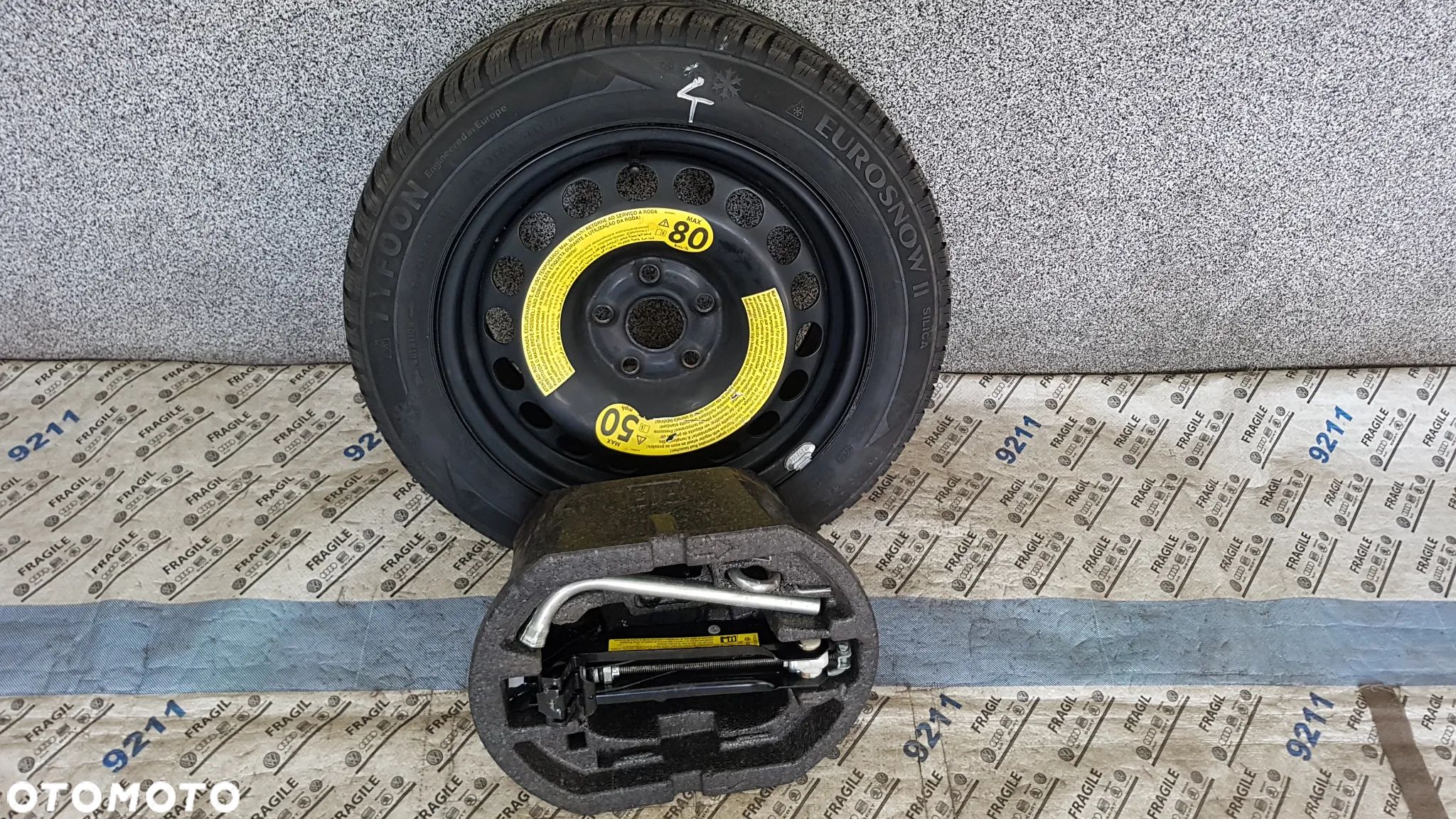 KOŁO ZAPASOWE ZESTAW VW PASSAT B5 B7 B8 TOURAN CADDY AUDI A4 SKODA OCTAVIA 5X112 7JX16 ET45 205/55R16 - 1