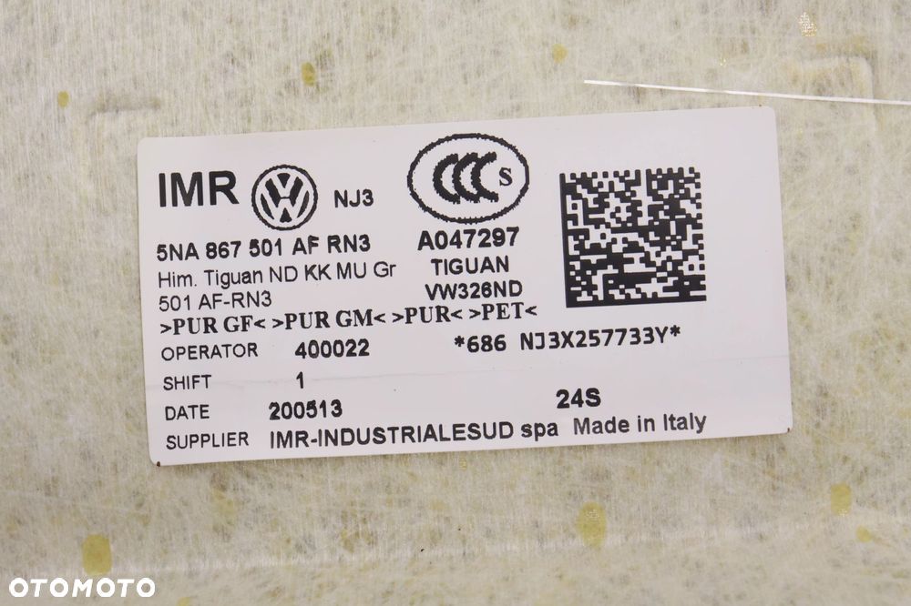 VW Tiguan 5NA podsufitka 5NA867501AF - 2
