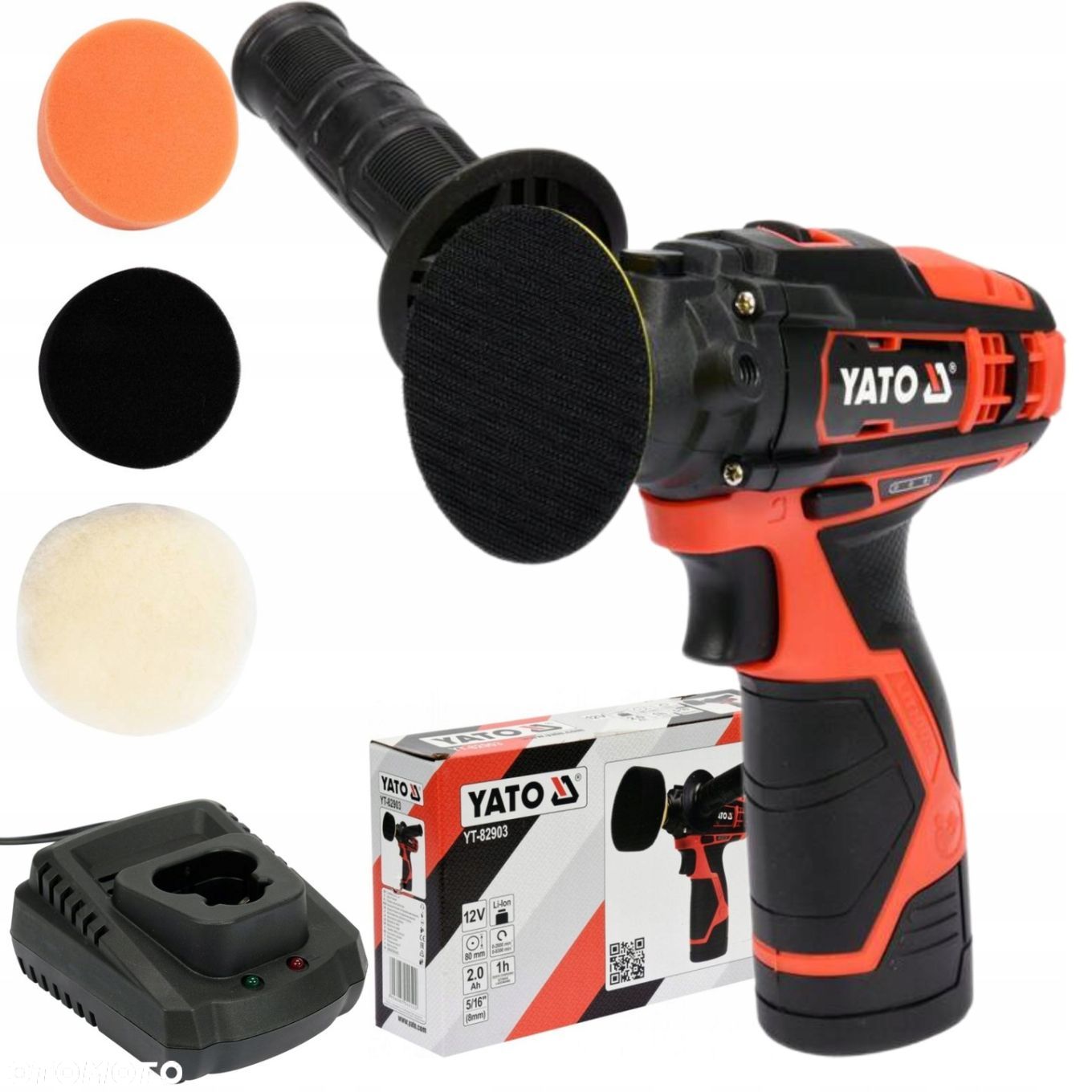 YATO POLERKA SAMOCHODOWA SZLIFIERKA AKUMULATOROWA 12V  3GĄBKI YT-82903 - 1