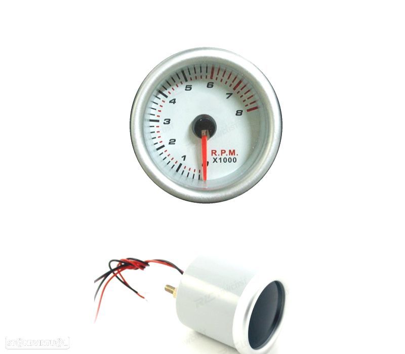 MANOMETRO TACOMETRO 8000 RPM 52MM FUNDO BRANCO - 1