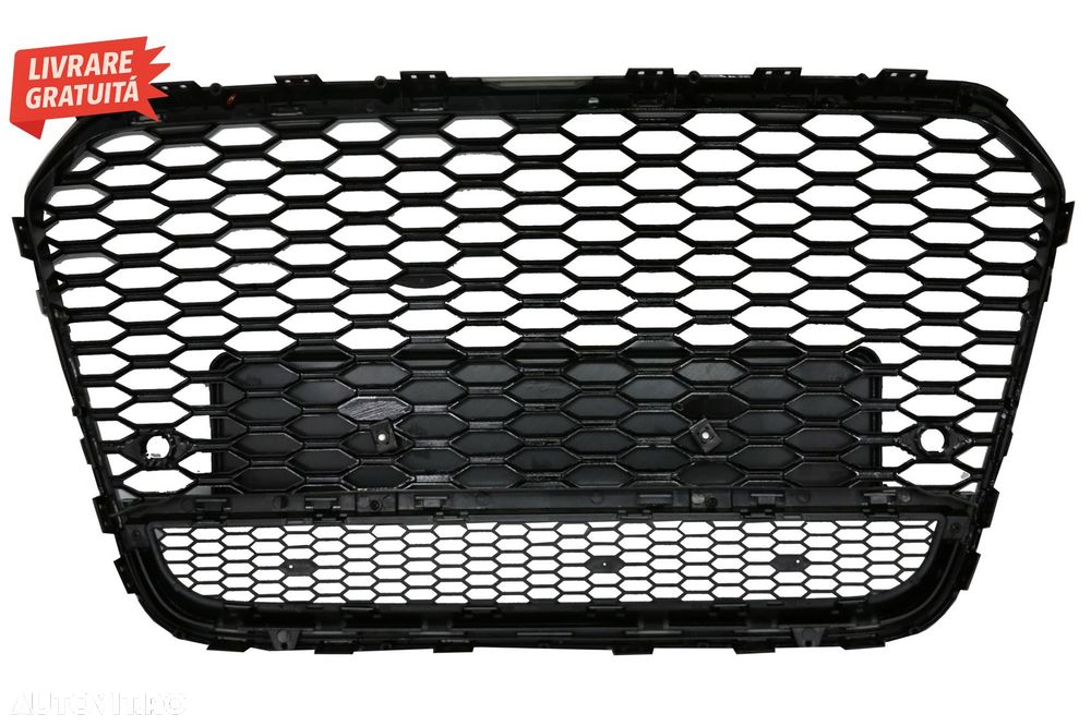 Grila Bara Fata Audi A6 C7 4G Pre-Facelift (2011-2014) RS6 Design Negru Lucios- livrare gratuita - 4