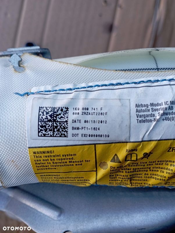 VW GOLF VI 6 KURTYNA AIRBAG LEWA 1K9880741F - 1