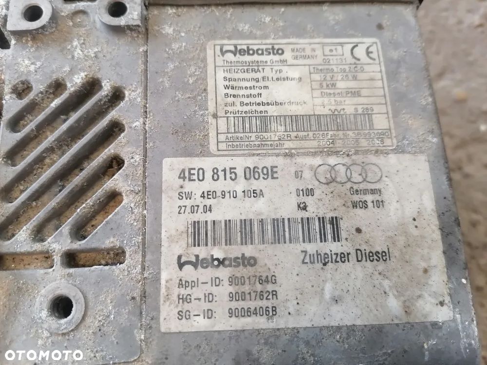 Webasto Ogrzewanie Postojowe Audi A8 D3 4E0815069E - 6