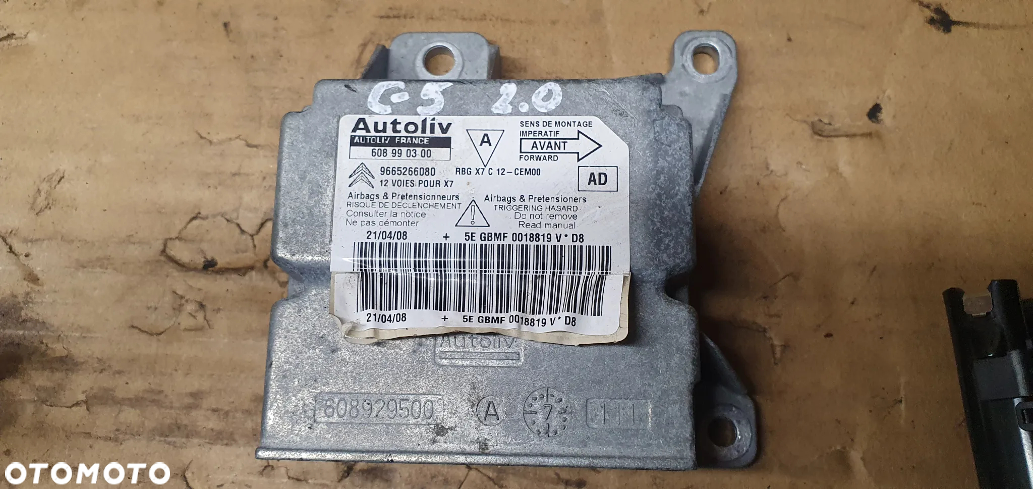 Konsola poduszki pasy AIRBAG  sensor zestaw naprawczy Citroen C5 III - 9