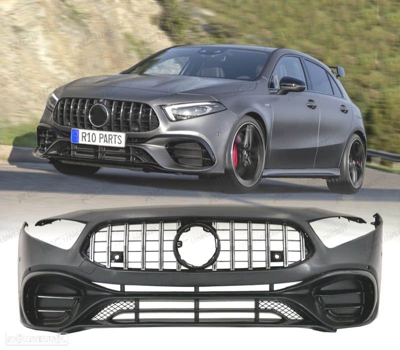 PÁRA-CHOQUES DIANTEIRO MERCEDES CLASSE A W177 V177 18- LOOK AMG A45 CROMADO - 1