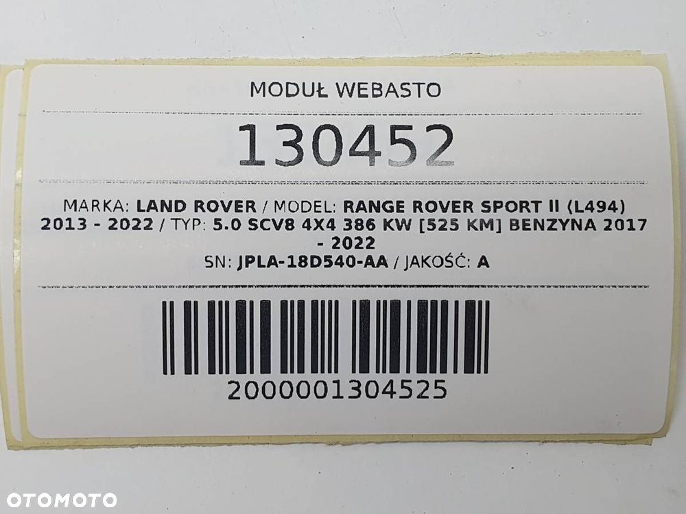 MODUŁ WEBASTO RANGE ROVER SPORT II L494 JPLA-18D540-AA ORYGINAŁ - 5