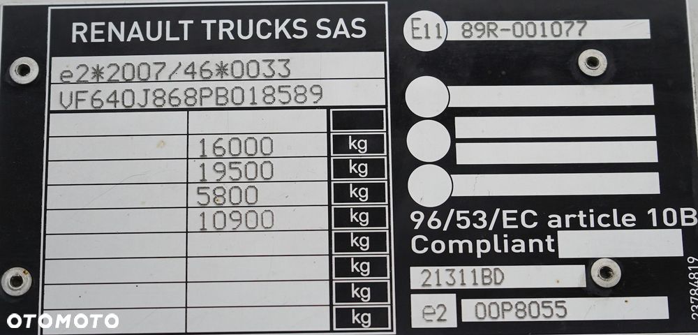 Renault / D 16 / 280 / ACC / EURO 6 / KONTENER + WINDA / ŁAD. 9095 KG / 18 PALET - 11