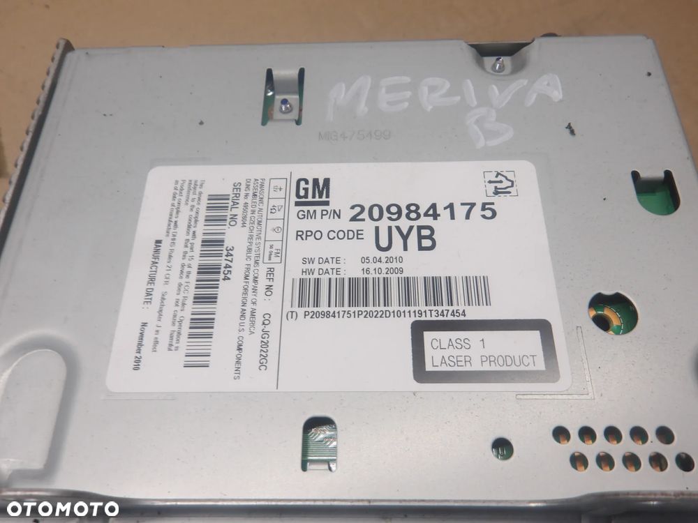 OPEL MERIVA B 10-13 1.3CDTI RADIOODTWARZACZ 20984175 - 3