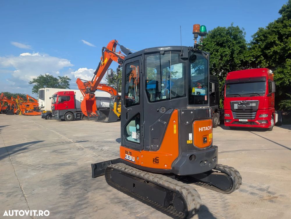 Hitachi ZX33U-6, 3,7tone, 2023, 2.291h, CUPLA RAPIDA HIDR+3 CUPE NOI, lama nivelare, ad sapare 3,5m, latime 1,55m, inst picon pe brate, aer conditionat, radio, produs in JAPONIA, posibil leasing 4 ani-PROMOTIE 36.900 EUR+Tva - 1