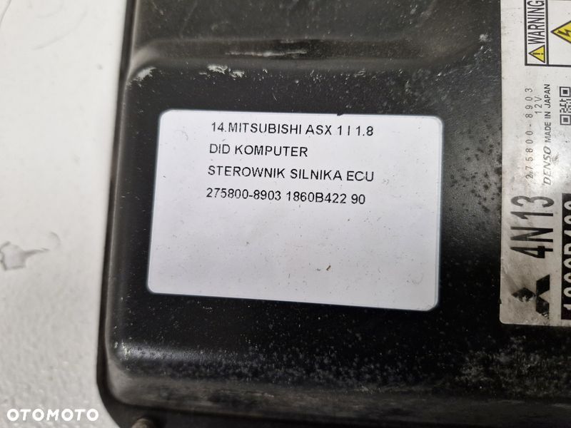 MITSUBISHI ASX 1 I 1.8 DID KOMPUTER STEROWNIK SILNIKA ECU 275800-8903 1860B422 - 3