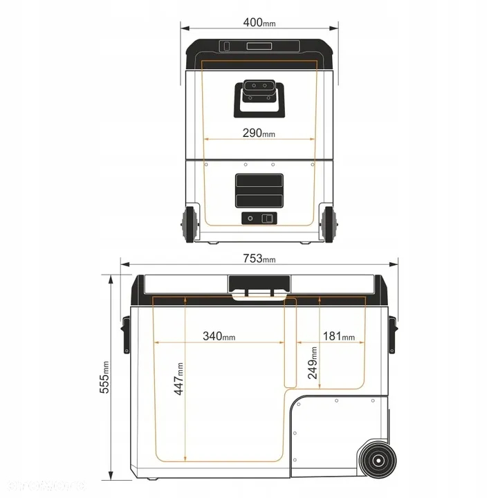 LODÓWKA TURYSTYCZNA KOMPRESOROWA YOLCO TCX60 Sand 63L DUAL ZONE NA CAMPINGTERIA - 10