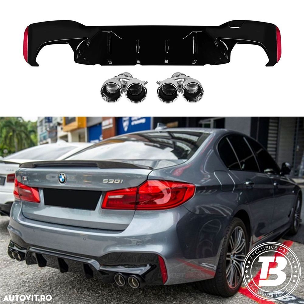 Difuzor Bara Spate cu Ornamente compatibil cu BMW Seria 5 G30 G31 M5 Design - 1