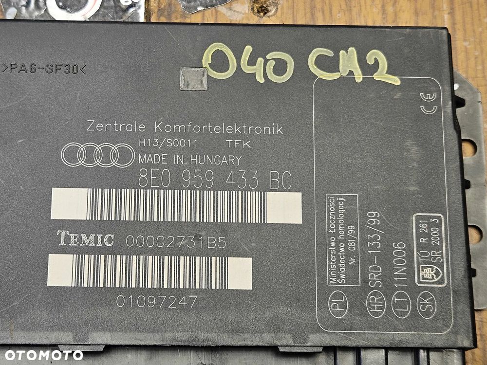 Moduł 8E0959433BC Sterownik Komputer Komfortu Audi A4 B6 B7 Europa - 2