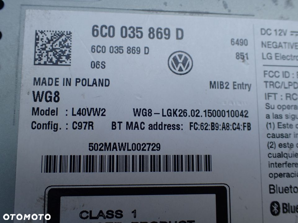 RADIO VW POLO 6C0035869D RADOM - 4