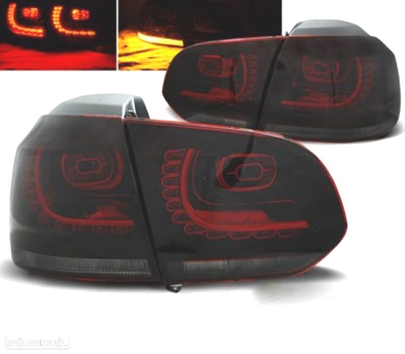 FARÓIS VOLKSWAGEN GOLF 6 08-12 LED VERMELHO ESCURECIDO - 1