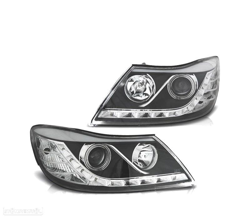 FAROIS FRONTAIS PARA SKODA OCTAVIA 08-13 OLHOS DE ANGEL FUNDO PRETO - 1