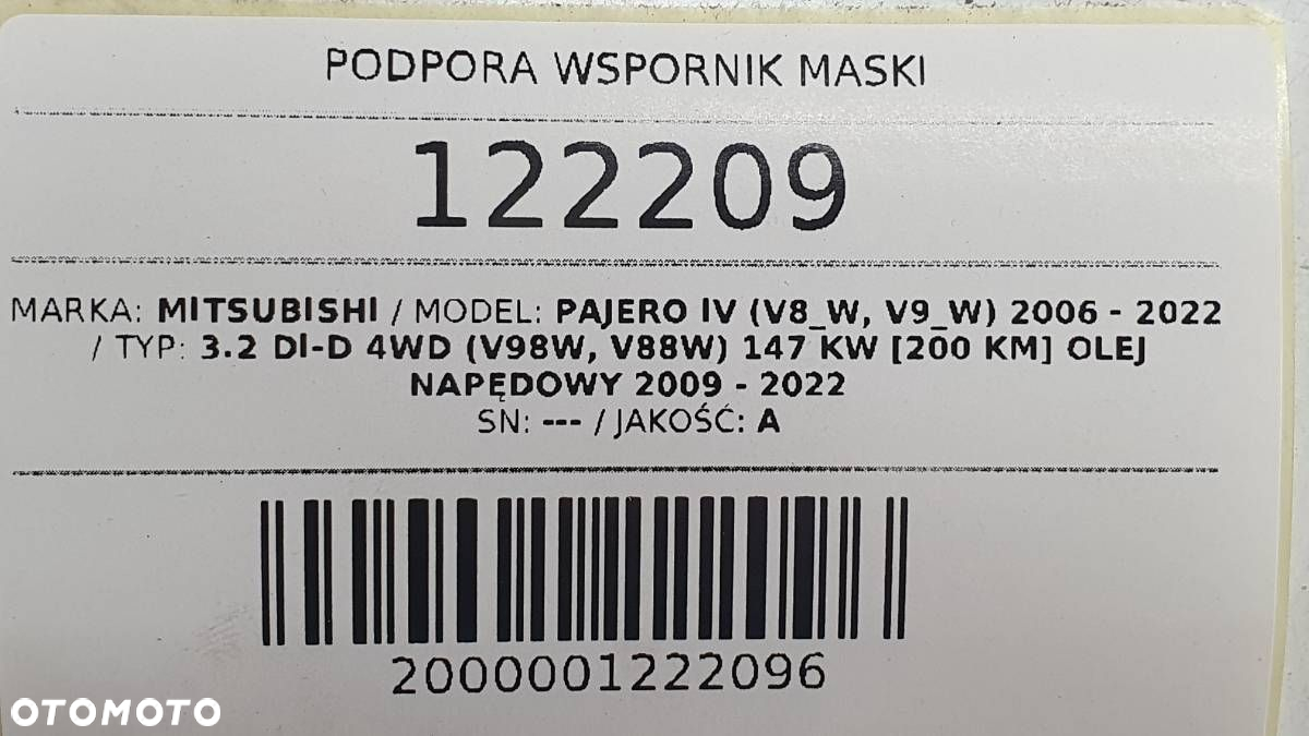 PODPORA WSPORNIK MASKI MITSUBISHI PAJERO IV - 6