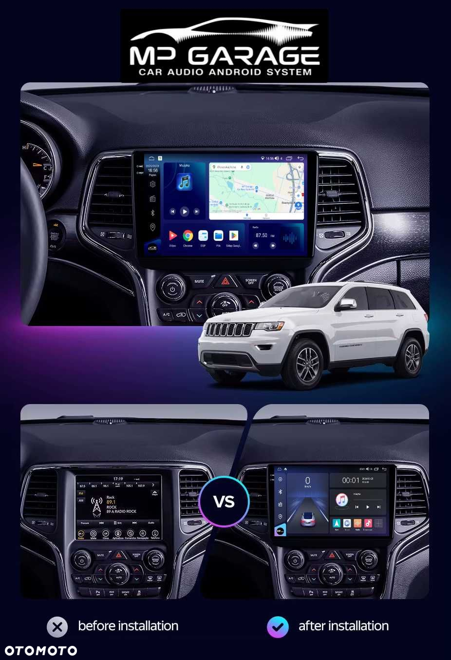 Radio Android Jeep Grand Cherokee WK2 4G Qled+ CP/AA Nawigacja Montaż - 2