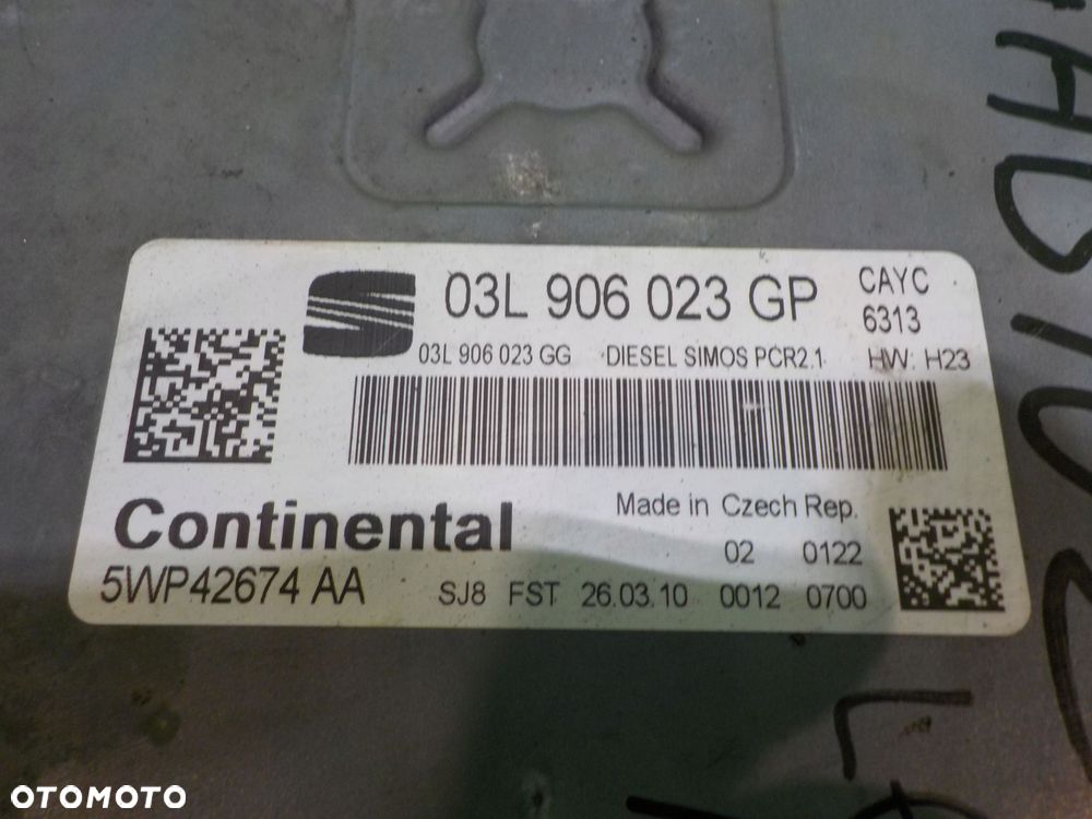 SEAT LEON II LIFT 1.6 TDI 09r HB 5D sterownik komputer silnika 03L906023GP - 3