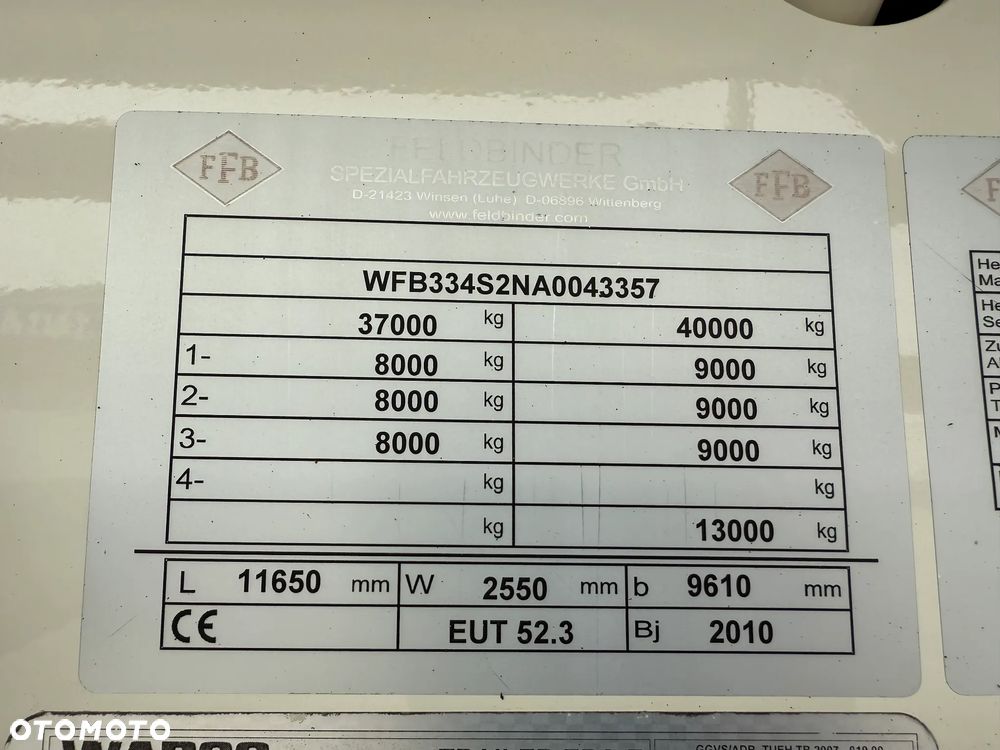 Feldbinder BPW 3 OSIE 7000kg Beczka do paszy Silos Paszowóz - 10