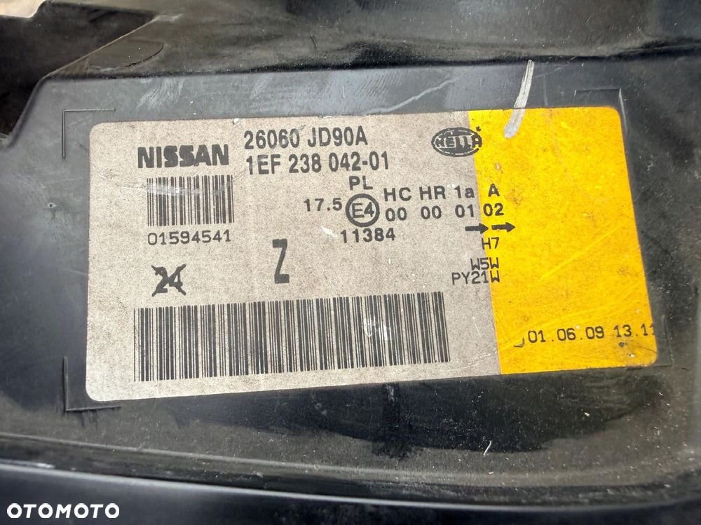 Lampa przednia NISSAN QASHQAI J10 ZWYKŁE KOMPLET EUROPA ORYGINALNE HELLA - 7