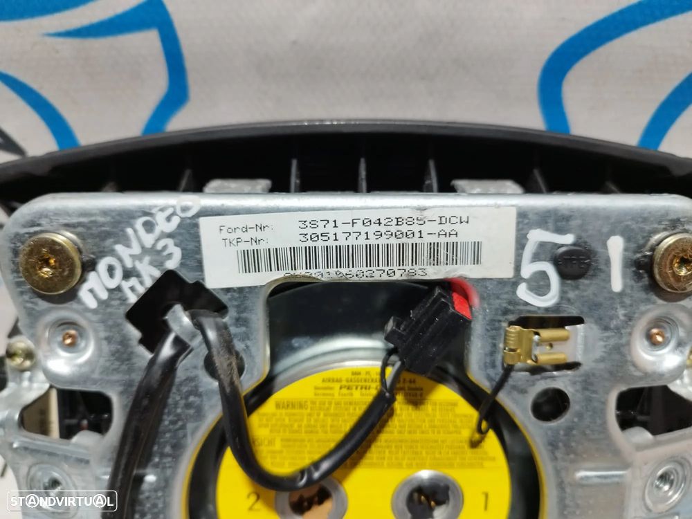 AIRBAG VOLANTE GUIADOR FORD MONDEO III 3 MK3 3S71F042B85 3S71-F042B85-DCW COMANDOS MULTIFUNÇÕES CONTROLO - 6