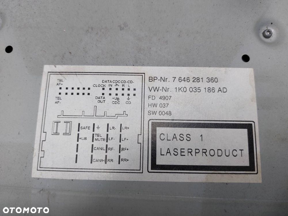 RADIO ODTWARZACZ  VOLKSWAGEN GOLF V 1K0035186AD - 4
