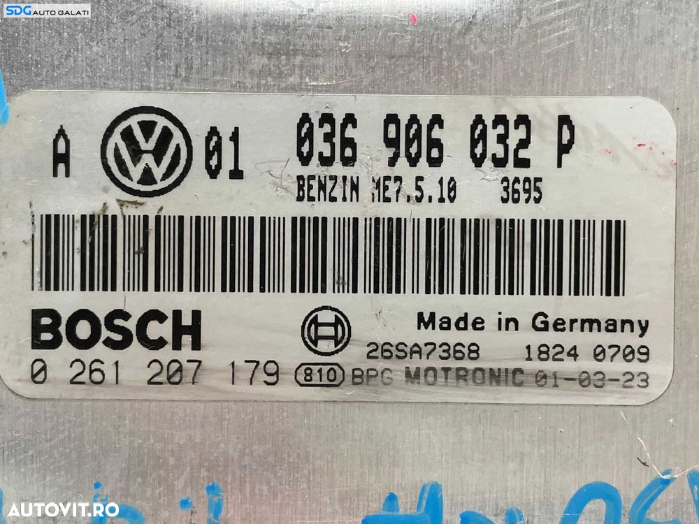 ECU Calculator Motor Bosch Skoda Octavia 1 1.4 Benzina 2000 - 2010 Cod 036906032P 0261207179 [L2430] - 2
