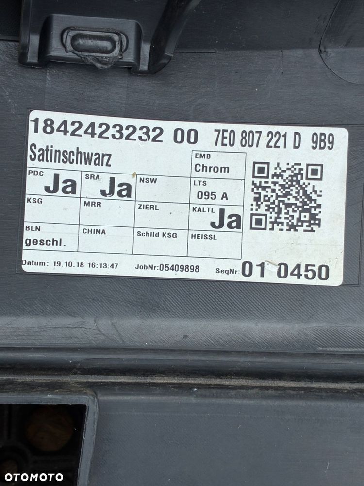 VW T6 Satinschwarz  SKORUPA ZDERZAK PRZÓD  PRZEDNI  PDC SPRYSK 7E0807221D - 12