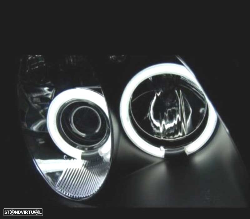 FARÓIS MERCEDES CLASSE SLK R170 96-04 ANGEL EYES CCFL FUNDO NEGRO - 2