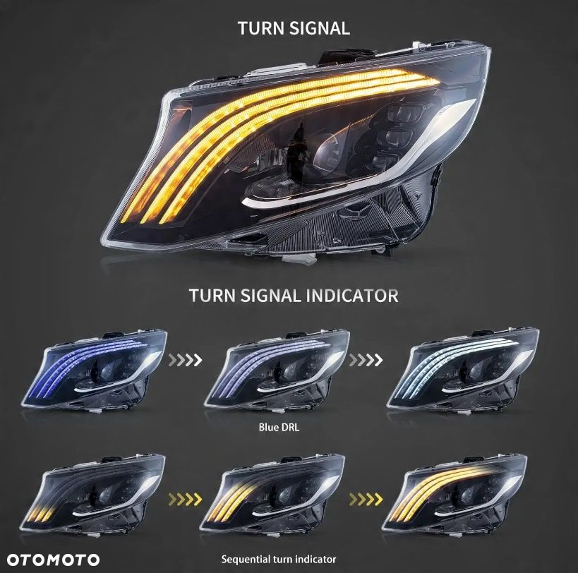 Reflektor Lampa kpl Vland Full Led Tuning Black Mercedes Vito V-klasa w 447 - 7