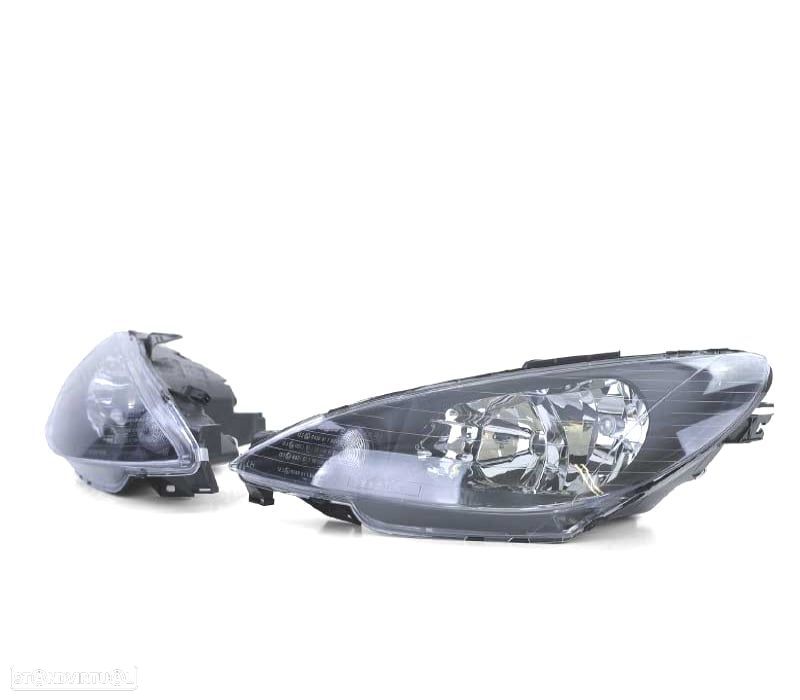 FARÓIS PEUGEOT 206 98-06 FUNDO PRETO H4 OEM - 3