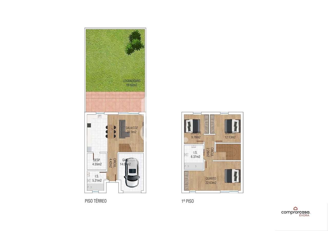 Moradia Unifamiliar T3 NOVA com quintal e garagem | Frei Aleixo (Évora - Grande imagem: 2/16