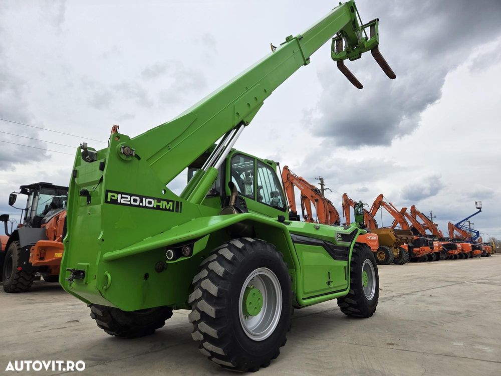 Merlo CA SI O MACARA de 12t, P120.10, ridica 12t la 5m si 7t la 10m, 1.164h, 2018, furci, cupa 3,5mc, Masa operational 15,6t, sistem protectie cu 3 camere/parte, protectie cabina, Aer cond, cilindri de MACARA, posibil leasing 2 ani, PROMOTIE 93.900 EUR+Tva - 3