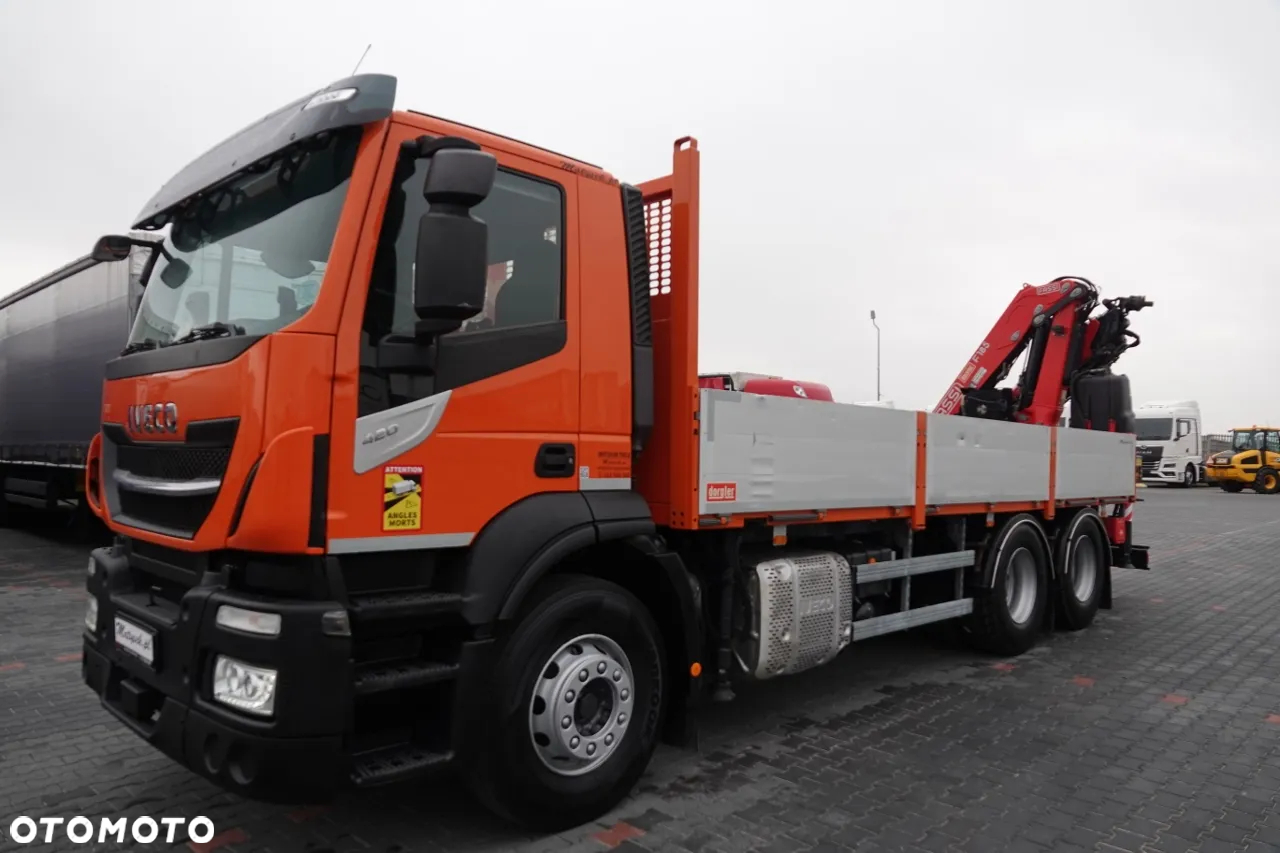 Iveco 420 / 6x2 / SKRZYNIOWY- 6,5 M / HDS FASSI 185 - 10,4 M / E6 / OŚ PODNOSZONA - 7
