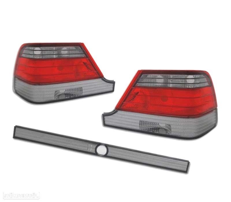 FAROLINS TRASEIROS LED MERCEDES S W140 94-98 VERMELHO CINZA - 2