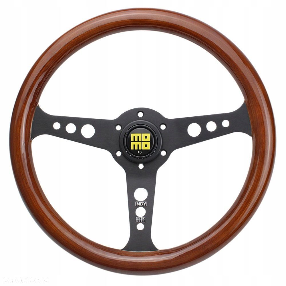 Kierownica drewniana drewno real mahoń 350mm retro momo indy CZARNY ŚRODEK - 1