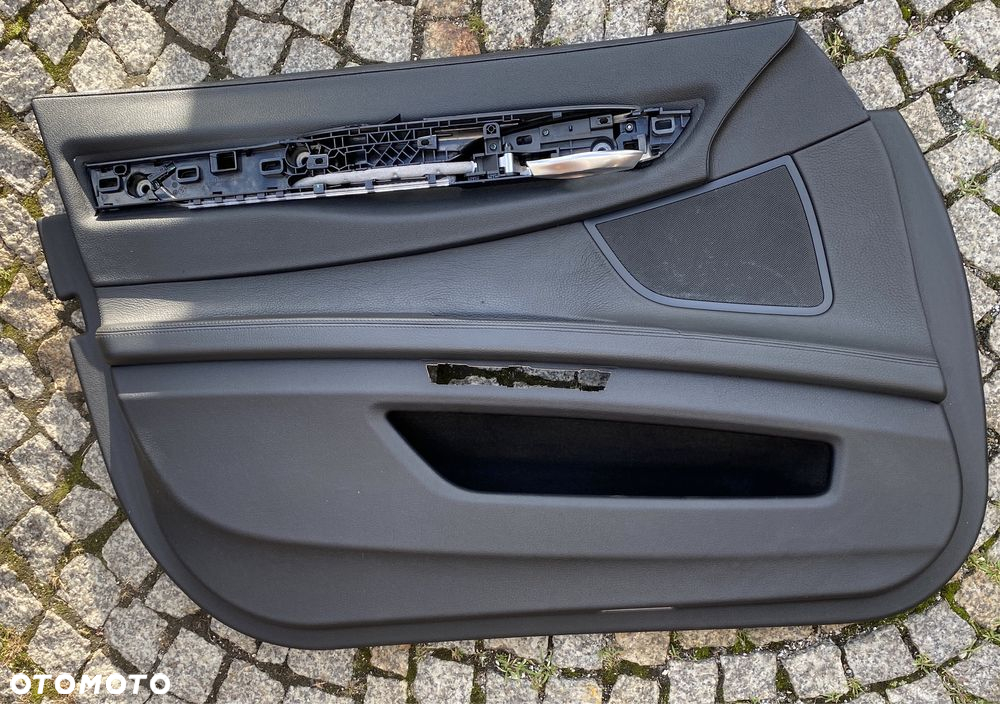 BMW 7 F01 F02 boczki tapicerka drzwi przód tył prawe lewe czarna skóra - 4