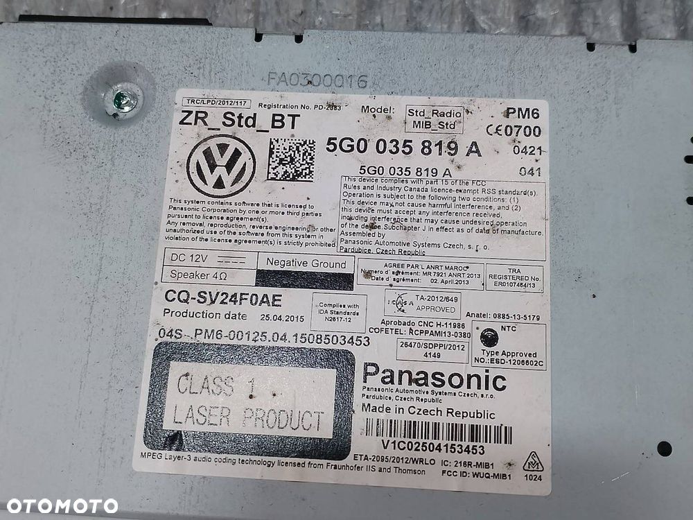 ZESTAW MUTIMEDIALNY VW GOLF VII 5G0919605  5G0919605  5G0035819A - 4