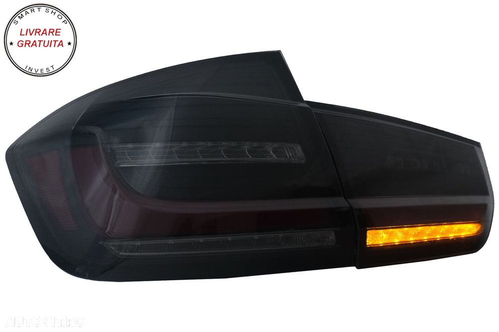 Stopuri LED BAR BMW Seria 3 F30 (2011-2019) Negru Fumuriu LCI Design cu Semnal Din- livrare gratuita - 10