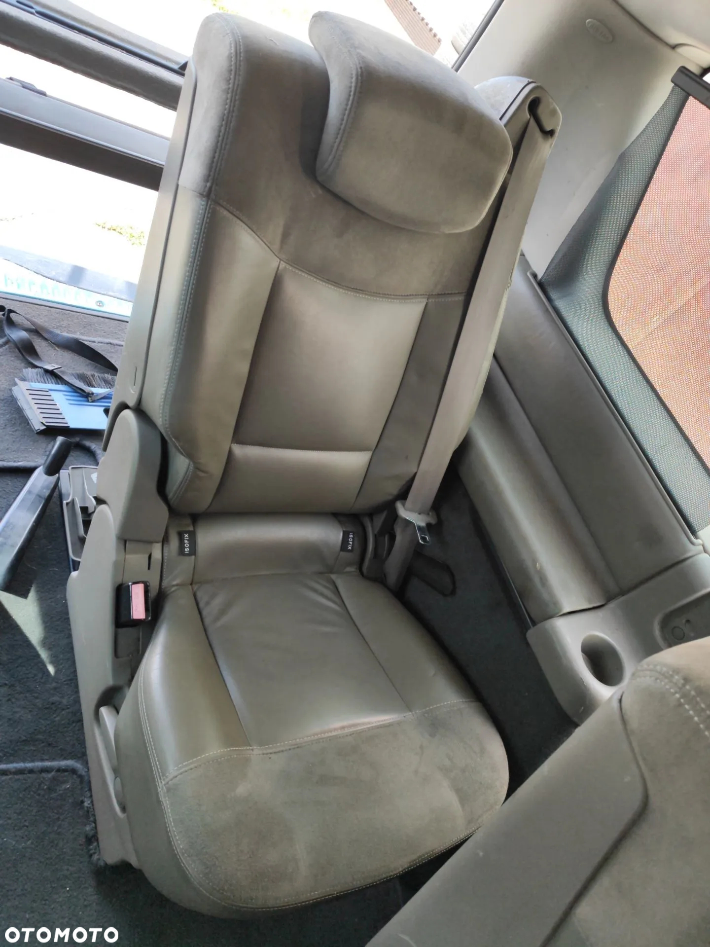 fotel pasażera TYŁ II drugi / III trzeci rząd prawy / lewy SZARA skóra z alcantarą do RENAULT espace IV 4 03-06r / GRAND - 2